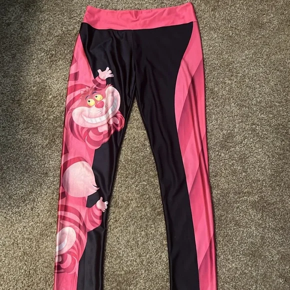 Pink and Black Cheshire Cat Leggings Size Medium . - Picture 6 of 7